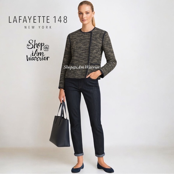 Lafayette 148 tweed metallic collarless blazer *shop@iamwarrior - Picture 1 of 10